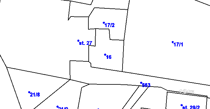 Parcela st. 16 v KÚ Potočiště, Katastrální mapa