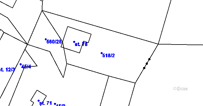 Parcela st. 518/2 v KÚ Potočiště, Katastrální mapa