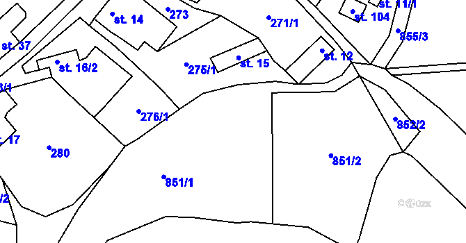 Parcela st. 851 v KÚ Padesát Lánů, Katastrální mapa