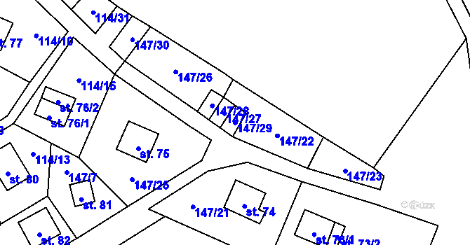 Parcela st. 147/29 v KÚ Padesát Lánů, Katastrální mapa
