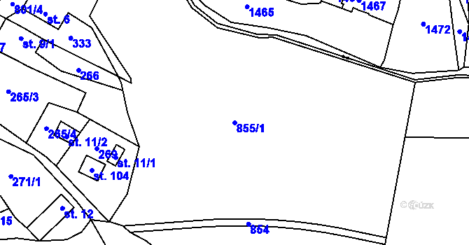 Parcela st. 855/1 v KÚ Padesát Lánů, Katastrální mapa