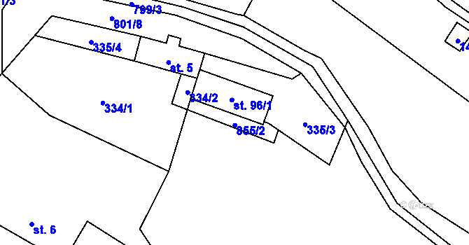 Parcela st. 855/2 v KÚ Padesát Lánů, Katastrální mapa