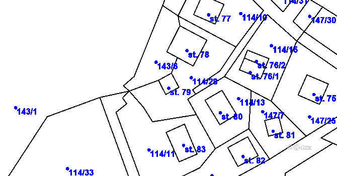 Parcela st. 79 v KÚ Padesát Lánů, Katastrální mapa