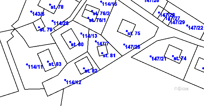 Parcela st. 81 v KÚ Padesát Lánů, Katastrální mapa