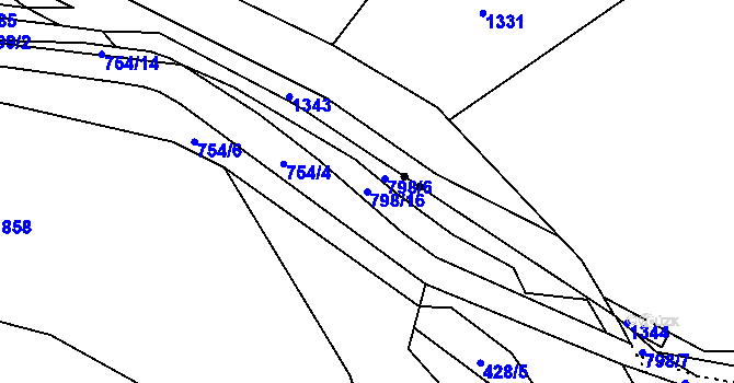 Parcela st. 798/16 v KÚ Padesát Lánů, Katastrální mapa