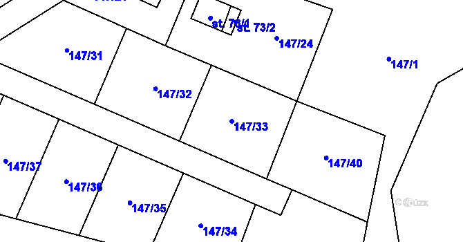 Parcela st. 147/33 v KÚ Padesát Lánů, Katastrální mapa
