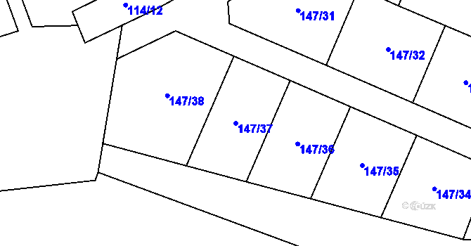 Parcela st. 147/37 v KÚ Padesát Lánů, Katastrální mapa