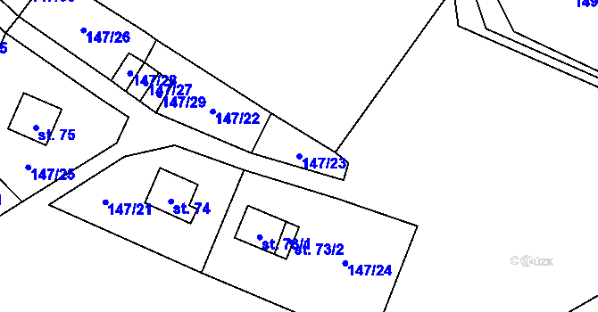 Parcela st. 147/23 v KÚ Padesát Lánů, Katastrální mapa