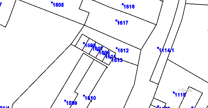 Parcela st. 1611 v KÚ Potštát, Katastrální mapa