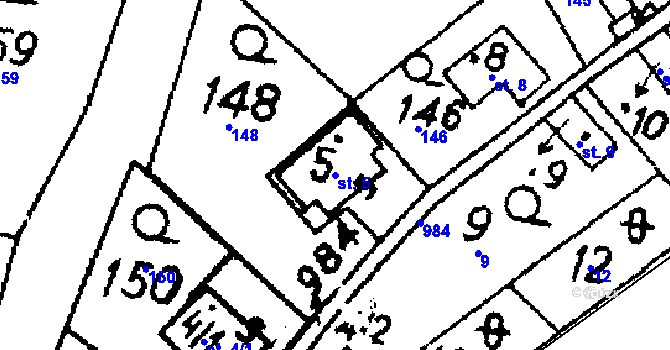 Parcela st. 5 v KÚ Potštejn, Katastrální mapa