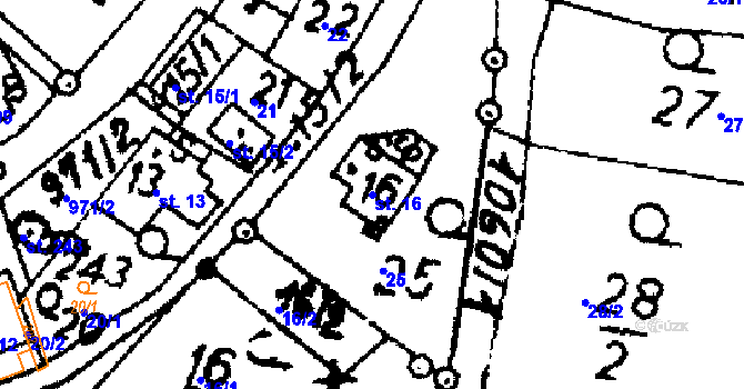 Parcela st. 16 v KÚ Potštejn, Katastrální mapa