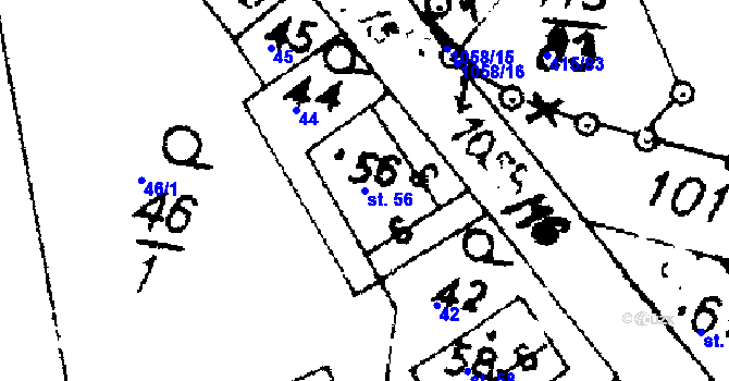 Parcela st. 56 v KÚ Potštejn, Katastrální mapa