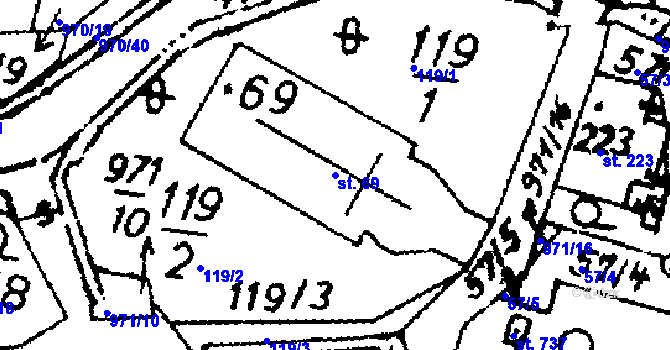 Parcela st. 69 v KÚ Potštejn, Katastrální mapa