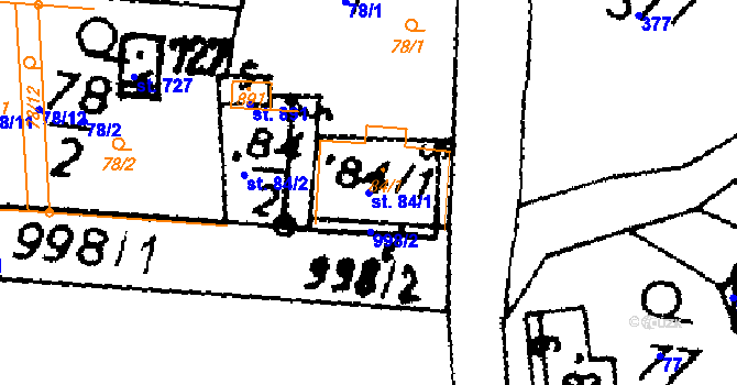 Parcela st. 84/1 v KÚ Potštejn, Katastrální mapa