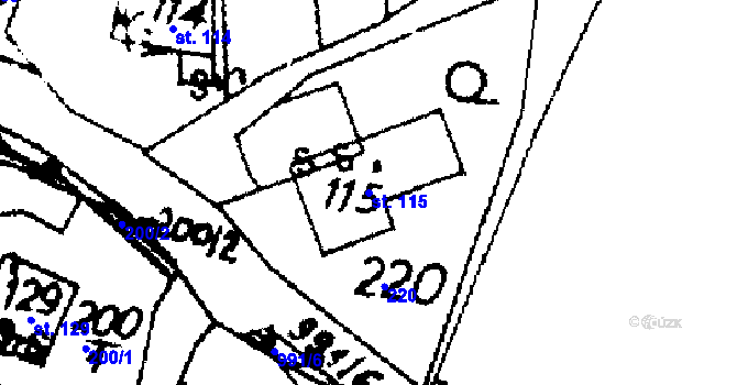 Parcela st. 115 v KÚ Potštejn, Katastrální mapa