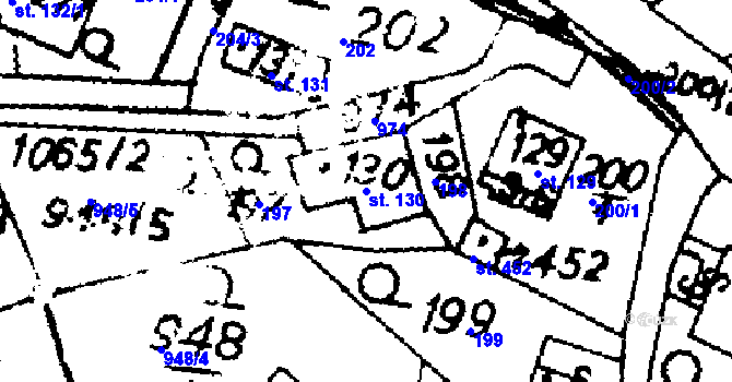 Parcela st. 130 v KÚ Potštejn, Katastrální mapa