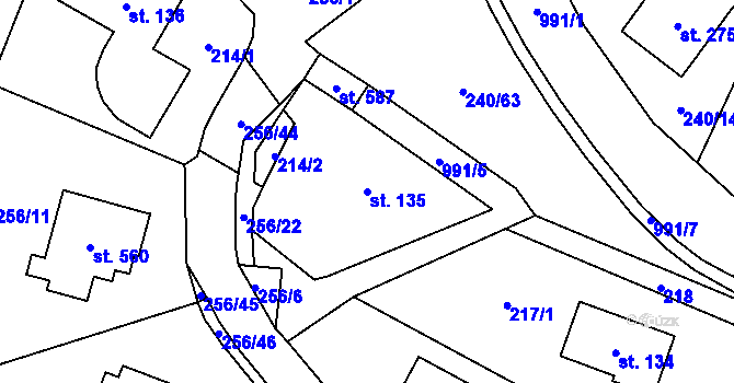 Parcela st. 135 v KÚ Potštejn, Katastrální mapa