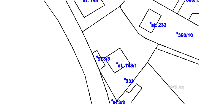 Parcela st. 143/2 v KÚ Potštejn, Katastrální mapa