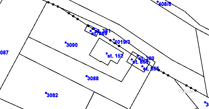 Parcela st. 152 v KÚ Potštejn, Katastrální mapa