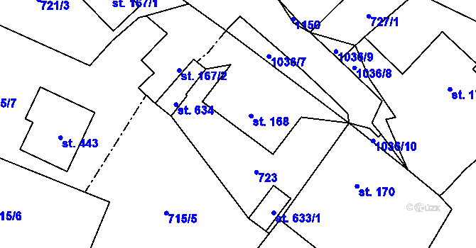 Parcela st. 168 v KÚ Potštejn, Katastrální mapa