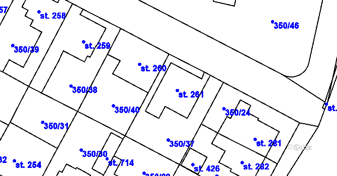 Parcela st. 261 v KÚ Potštejn, Katastrální mapa