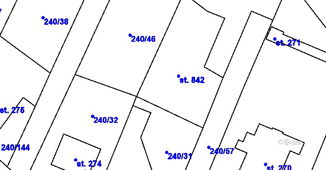 Parcela st. 272 v KÚ Potštejn, Katastrální mapa
