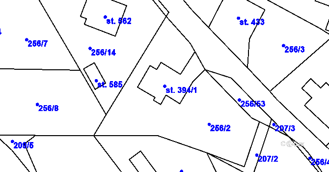 Parcela st. 394/1 v KÚ Potštejn, Katastrální mapa