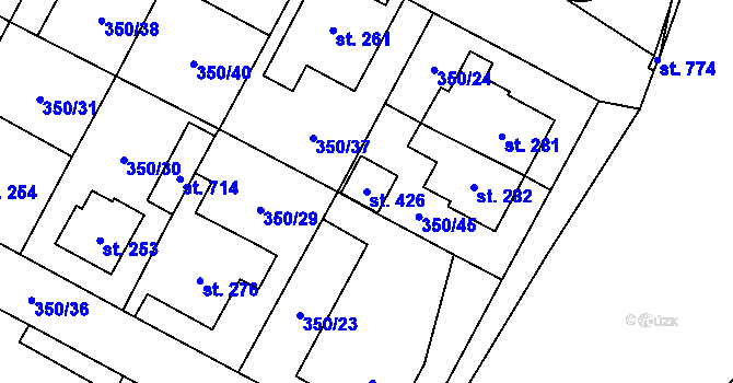 Parcela st. 426 v KÚ Potštejn, Katastrální mapa