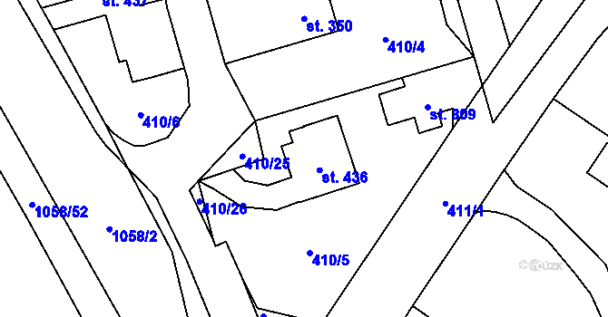 Parcela st. 436 v KÚ Potštejn, Katastrální mapa