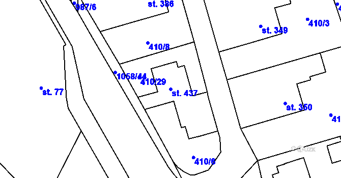 Parcela st. 437 v KÚ Potštejn, Katastrální mapa