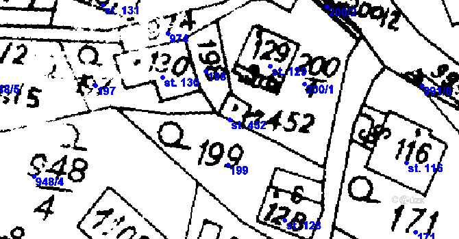 Parcela st. 452 v KÚ Potštejn, Katastrální mapa
