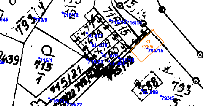 Parcela st. 479 v KÚ Potštejn, Katastrální mapa