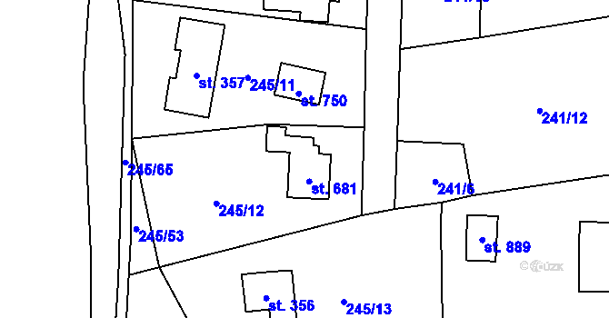 Parcela st. 681 v KÚ Potštejn, Katastrální mapa