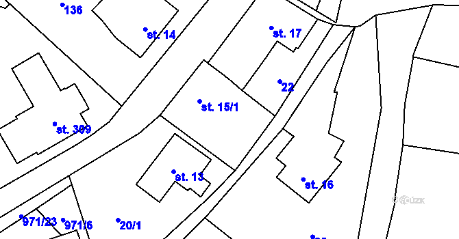 Parcela st. 21 v KÚ Potštejn, Katastrální mapa