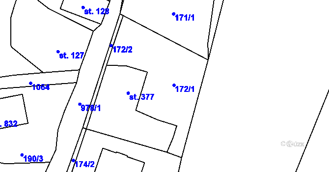 Parcela st. 172 v KÚ Potštejn, Katastrální mapa