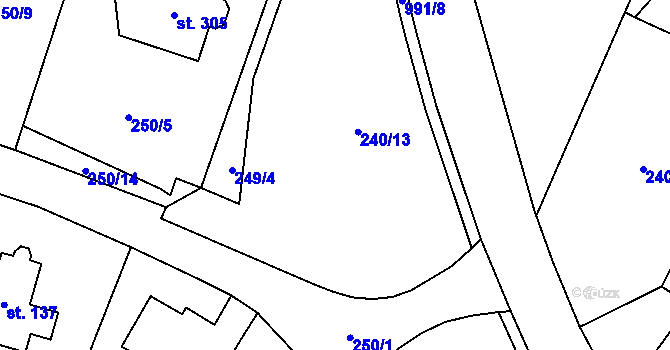 Parcela st. 240/13 v KÚ Potštejn, Katastrální mapa