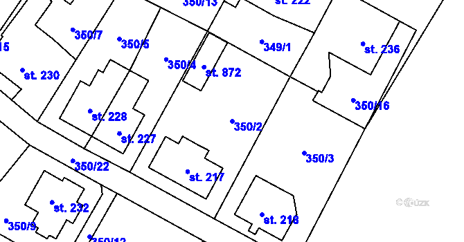 Parcela st. 350/2 v KÚ Potštejn, Katastrální mapa
