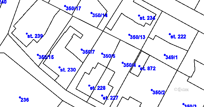 Parcela st. 350/5 v KÚ Potštejn, Katastrální mapa
