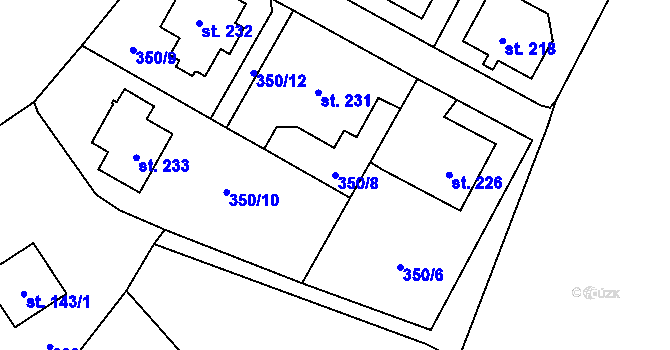 Parcela st. 350/8 v KÚ Potštejn, Katastrální mapa