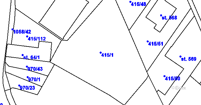 Parcela st. 415/1 v KÚ Potštejn, Katastrální mapa