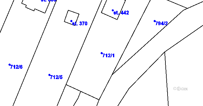 Parcela st. 712/1 v KÚ Potštejn, Katastrální mapa