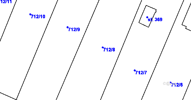 Parcela st. 712/8 v KÚ Potštejn, Katastrální mapa
