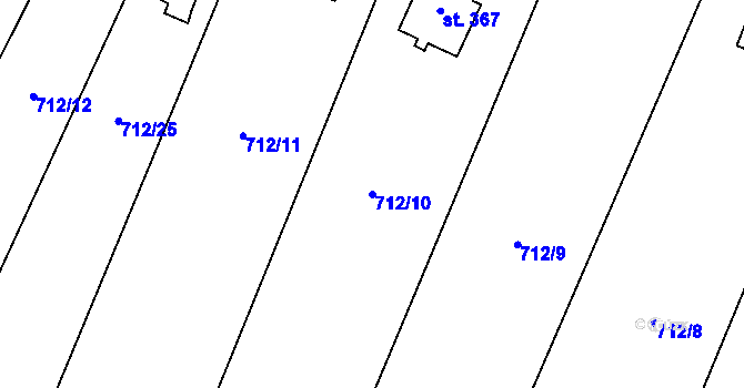 Parcela st. 712/10 v KÚ Potštejn, Katastrální mapa
