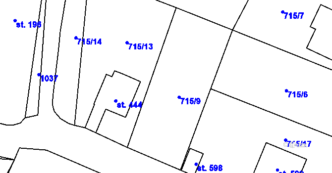 Parcela st. 715/9 v KÚ Potštejn, Katastrální mapa