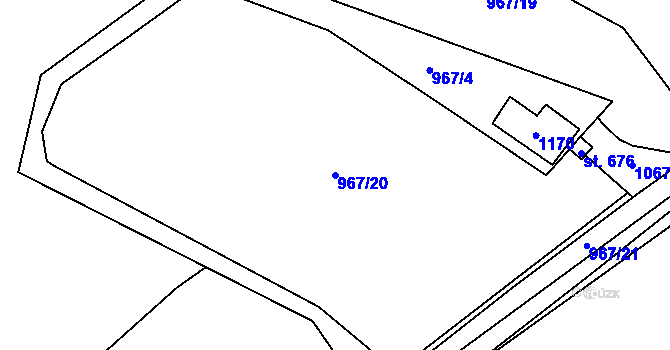 Parcela st. 967/20 v KÚ Potštejn, Katastrální mapa