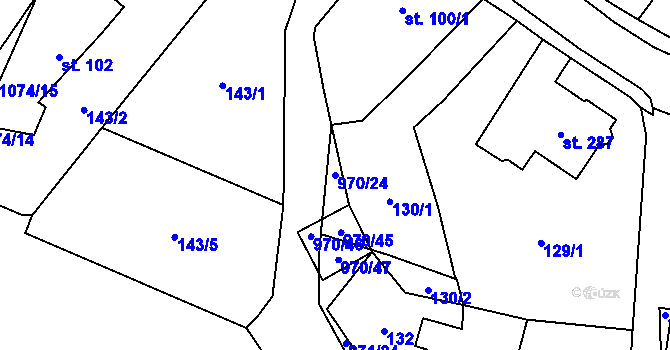 Parcela st. 970/24 v KÚ Potštejn, Katastrální mapa