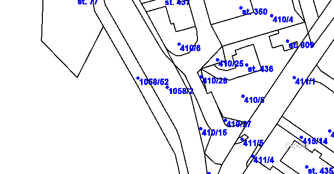 Parcela st. 1058/2 v KÚ Potštejn, Katastrální mapa