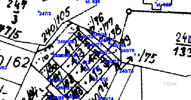 Parcela st. 240/72 v KÚ Potštejn, Katastrální mapa
