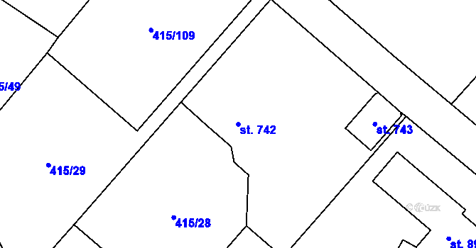 Parcela st. 742 v KÚ Potštejn, Katastrální mapa