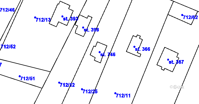 Parcela st. 746 v KÚ Potštejn, Katastrální mapa